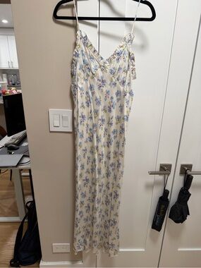 Doen Cream Midi Dress with Blue Floral Print